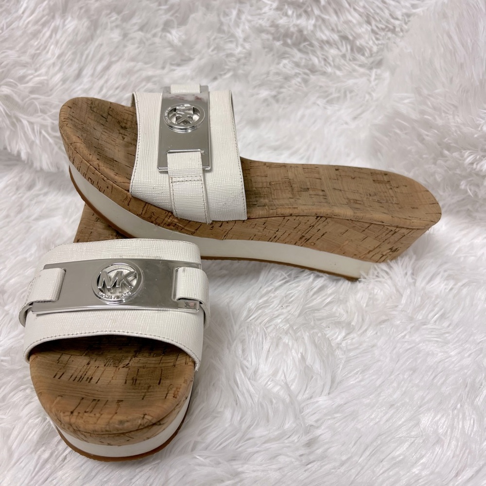 Michael Kors white wedge sandals